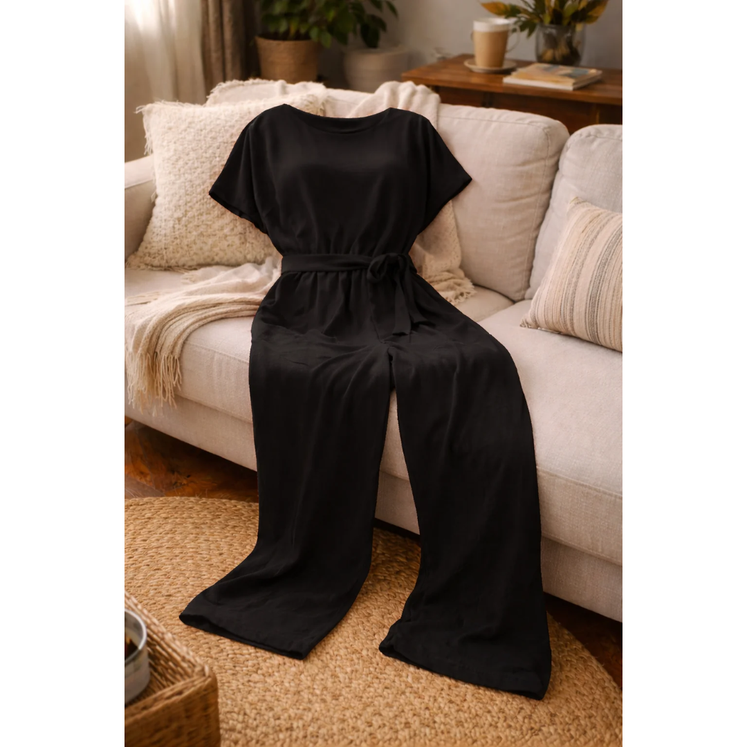 Daniela | Damen Jumpsuit mit Gürtel und weitem Bein