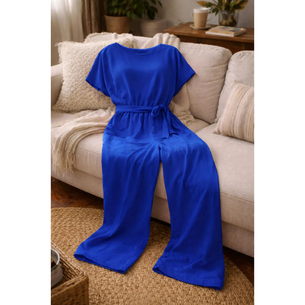 Daniela | Damen Jumpsuit mit Gürtel und weitem Bein