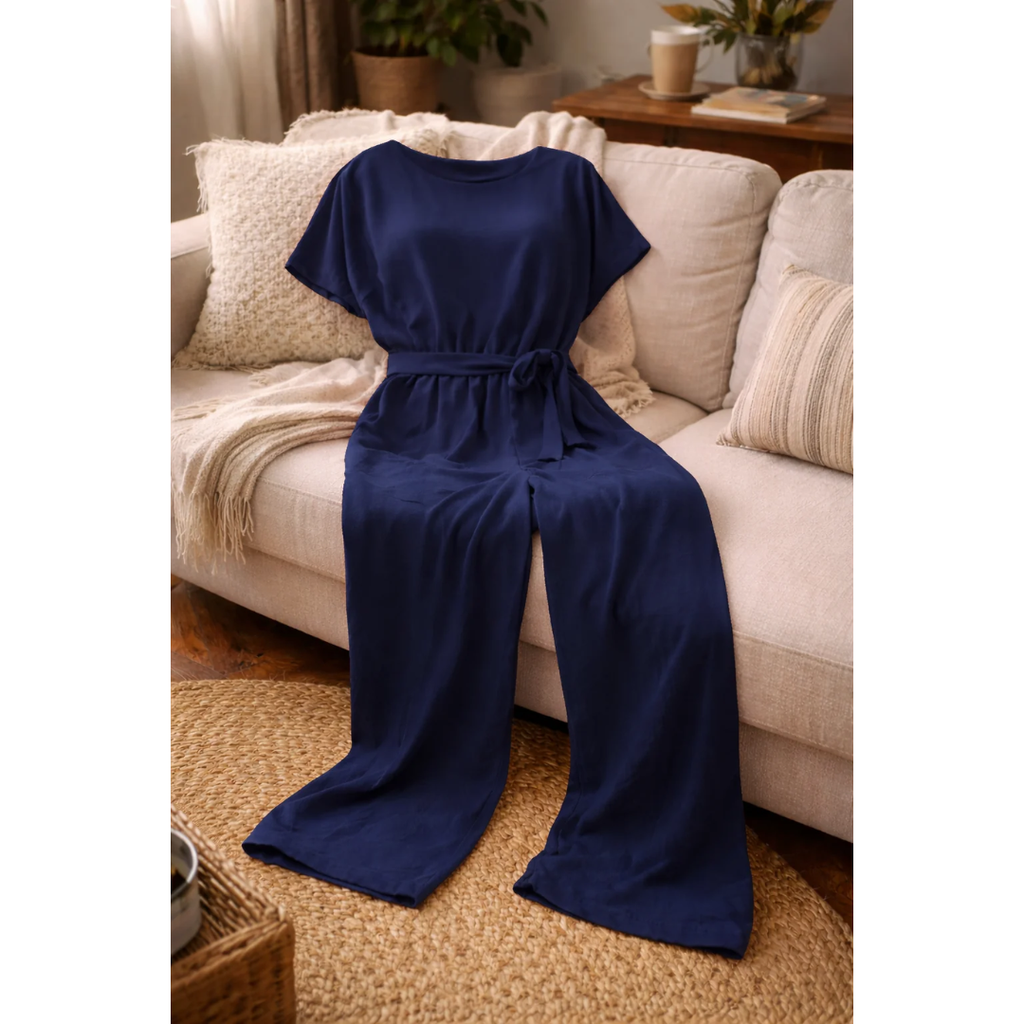 Daniela | Damen Jumpsuit mit Gürtel und weitem Bein