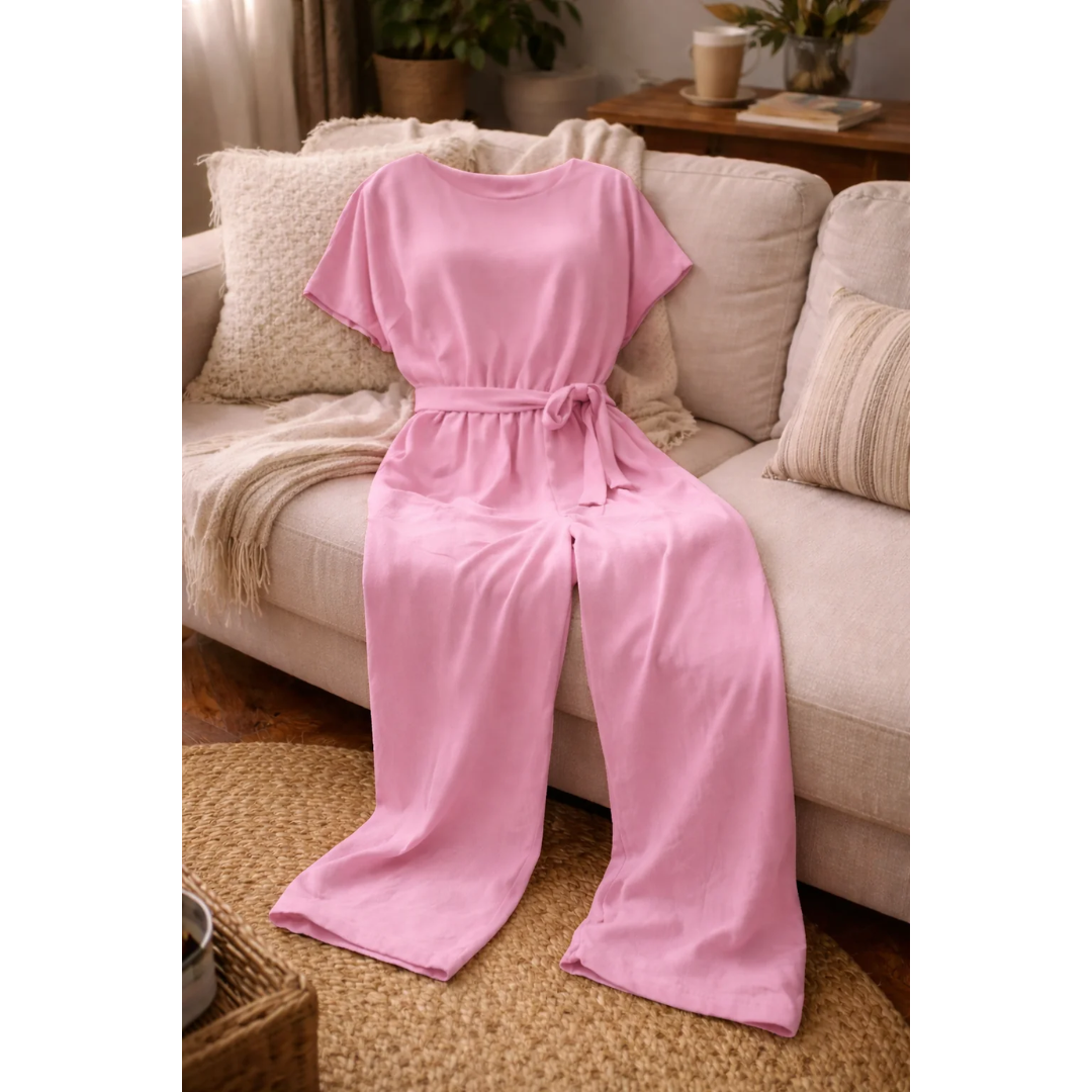 Daniela | Damen Jumpsuit mit Gürtel und weitem Bein