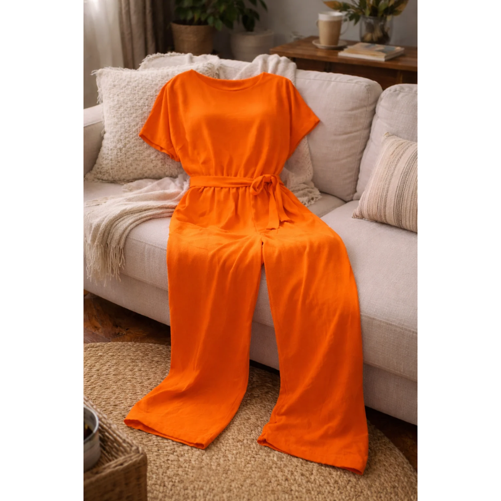 Daniela | Damen Jumpsuit mit Gürtel und weitem Bein