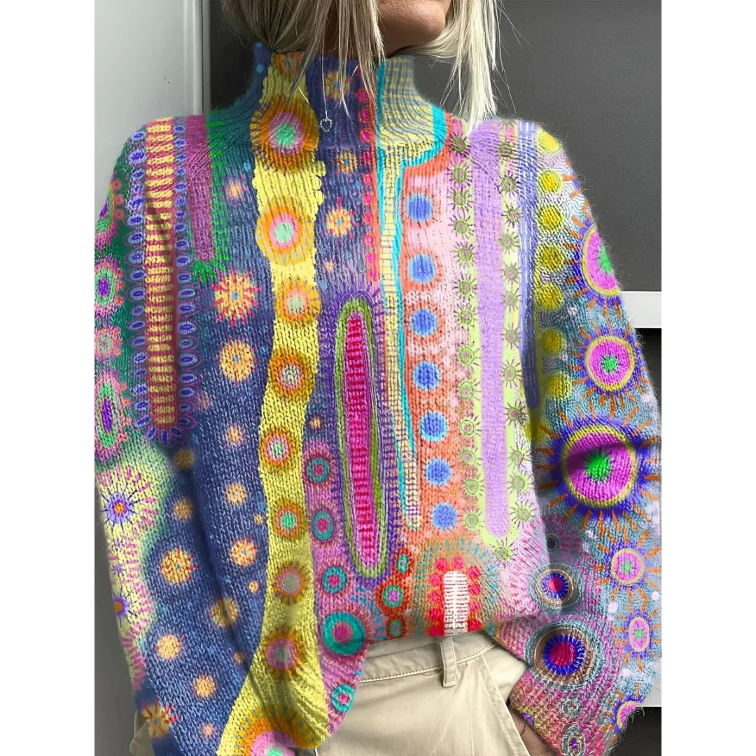 Daniela | Damen Rollkragenpullover im Boho Stil