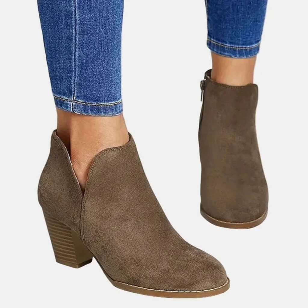 Davina | Damen Orthopädische Wildleder Stiefeletten mit Reißverschluss und Absatz