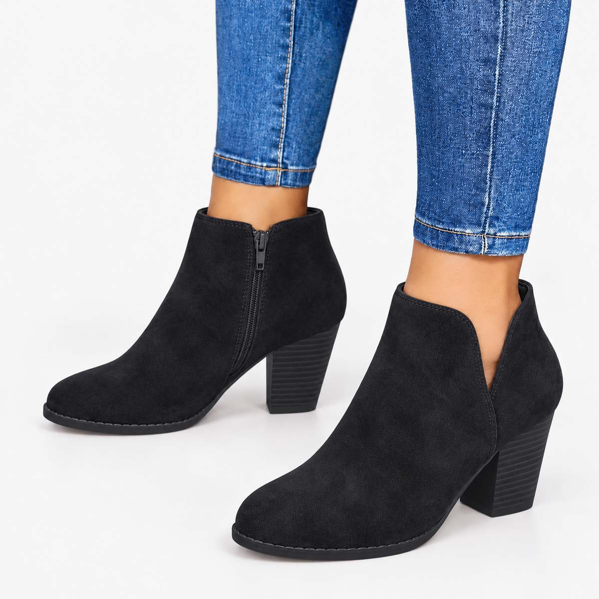 Davina | Damen Orthopädische Wildleder Stiefeletten mit Reißverschluss und Absatz