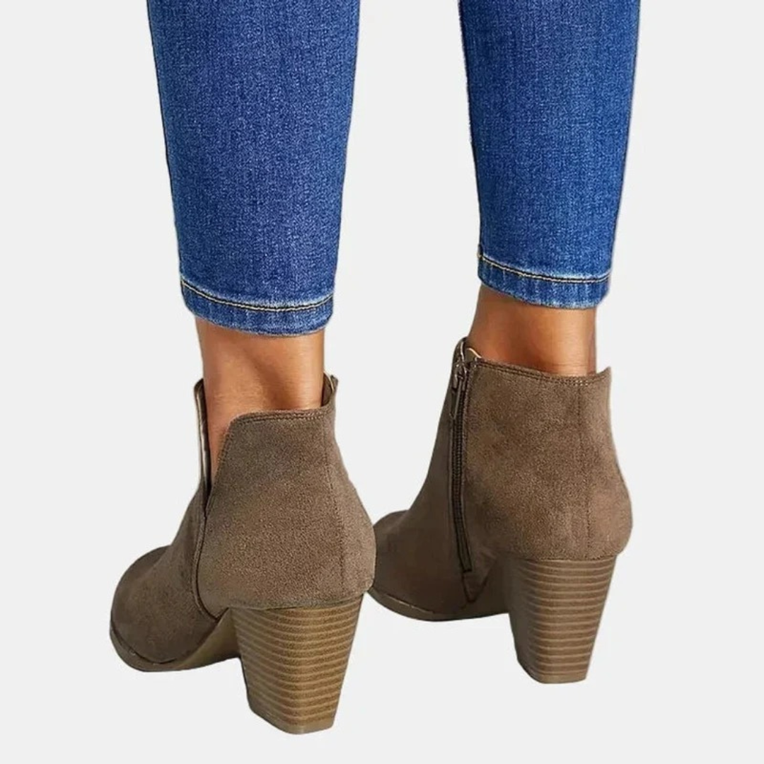 Davina | Damen Orthopädische Wildleder Stiefeletten mit Reißverschluss und Absatz