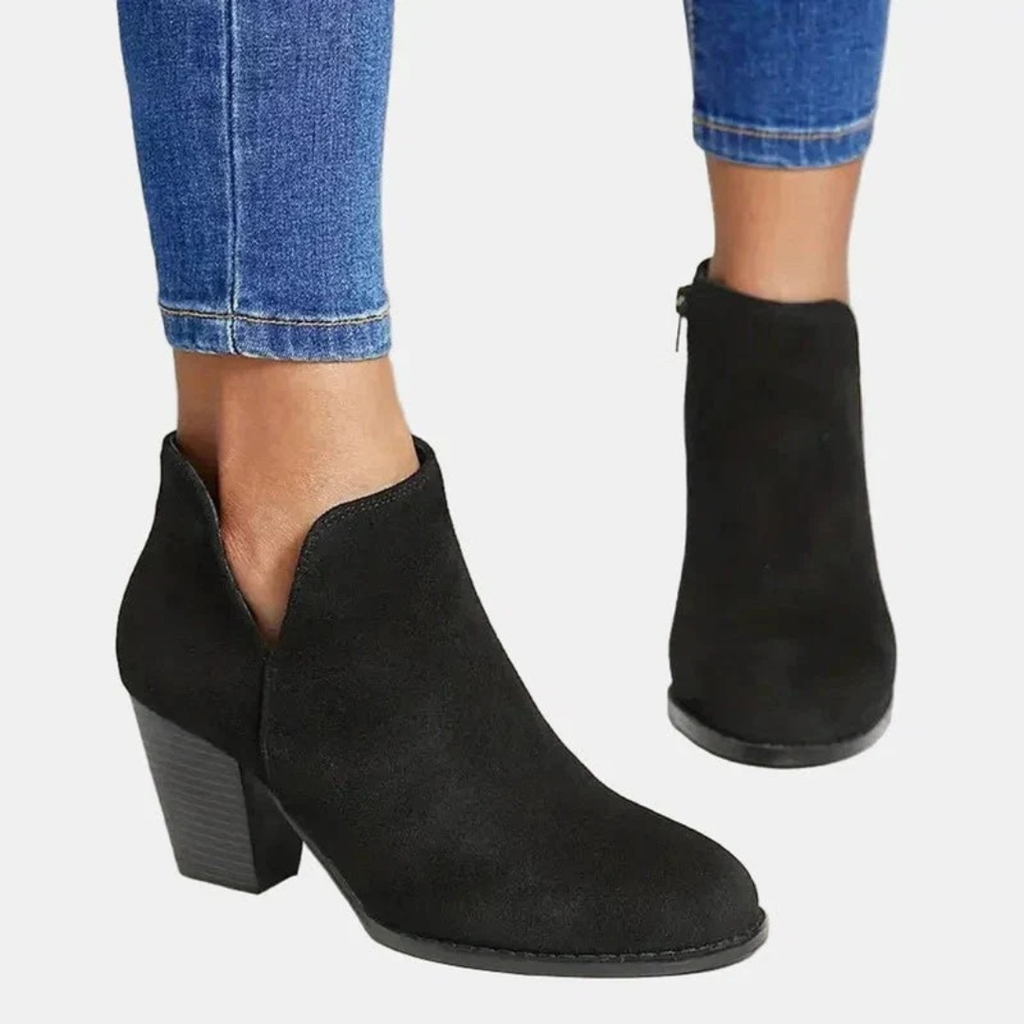 Davina | Damen Orthopädische Wildleder Stiefeletten mit Reißverschluss und Absatz