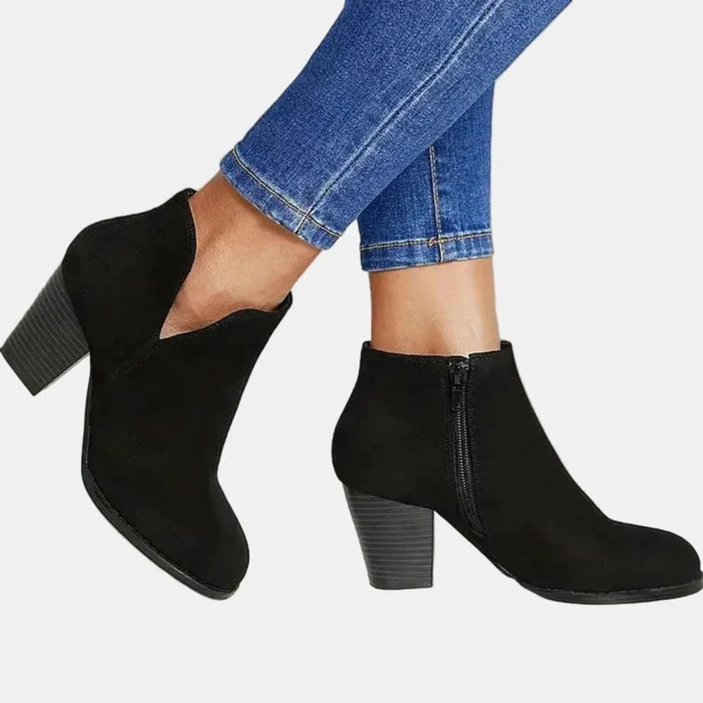 Davina | Damen Orthopädische Wildleder Stiefeletten mit Reißverschluss und Absatz