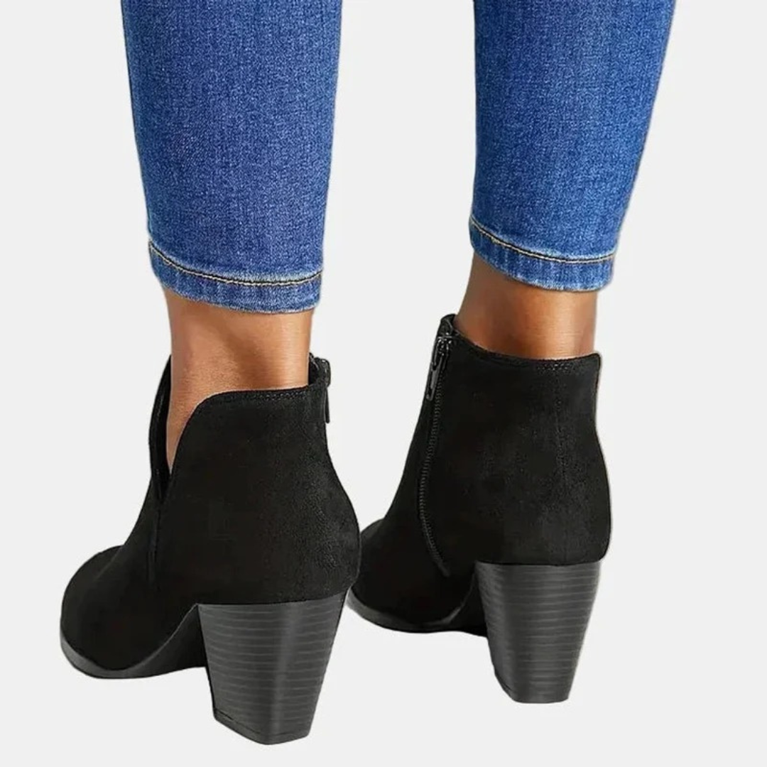 Davina | Damen Orthopädische Wildleder Stiefeletten mit Reißverschluss und Absatz