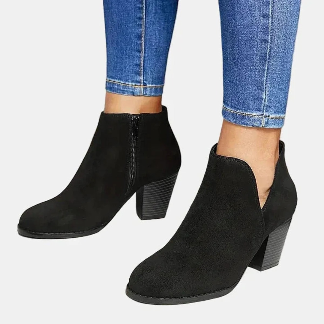 Davina | Damen Orthopädische Wildleder Stiefeletten mit Reißverschluss und Absatz