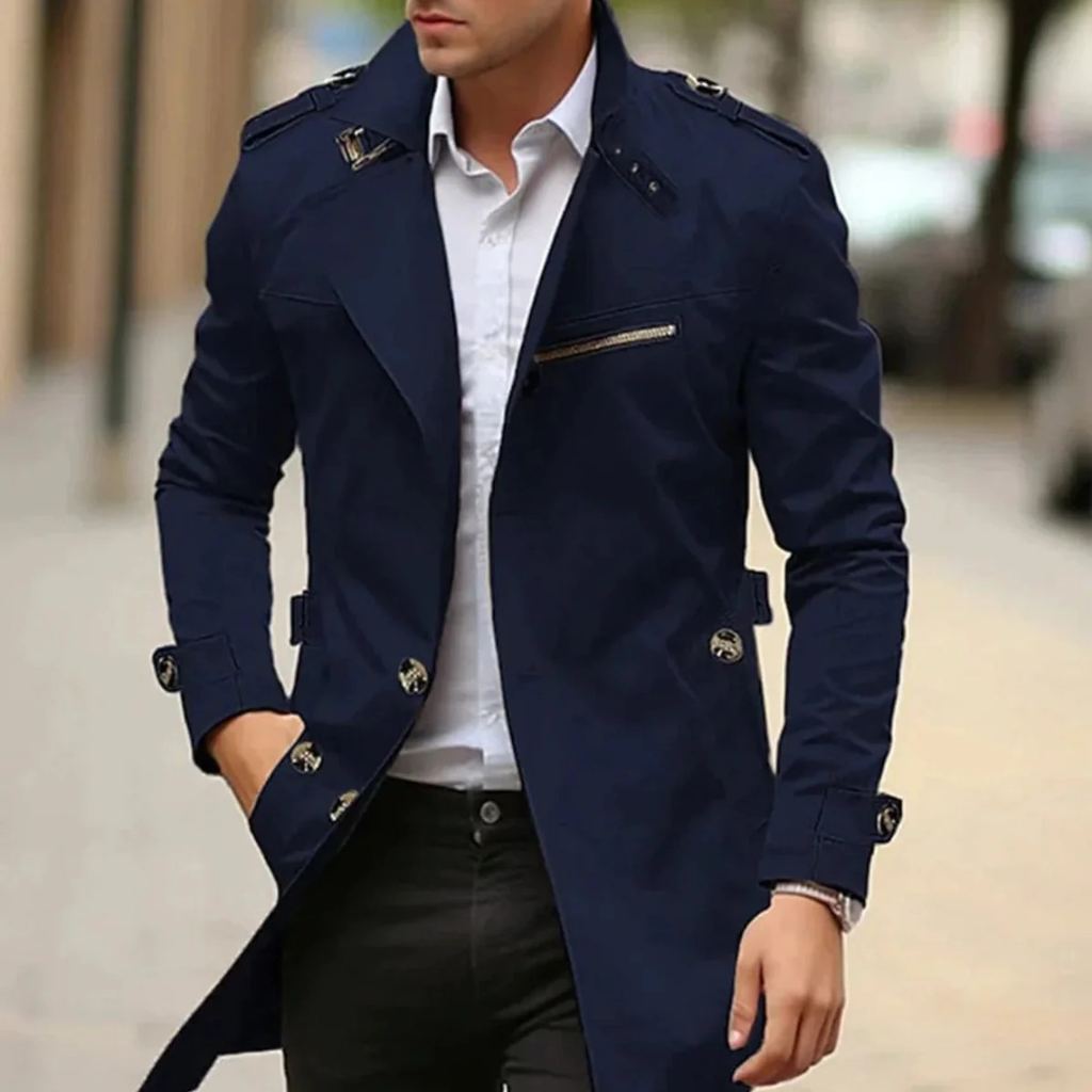 Decker | Herren Langer Elegante Trenchcoat