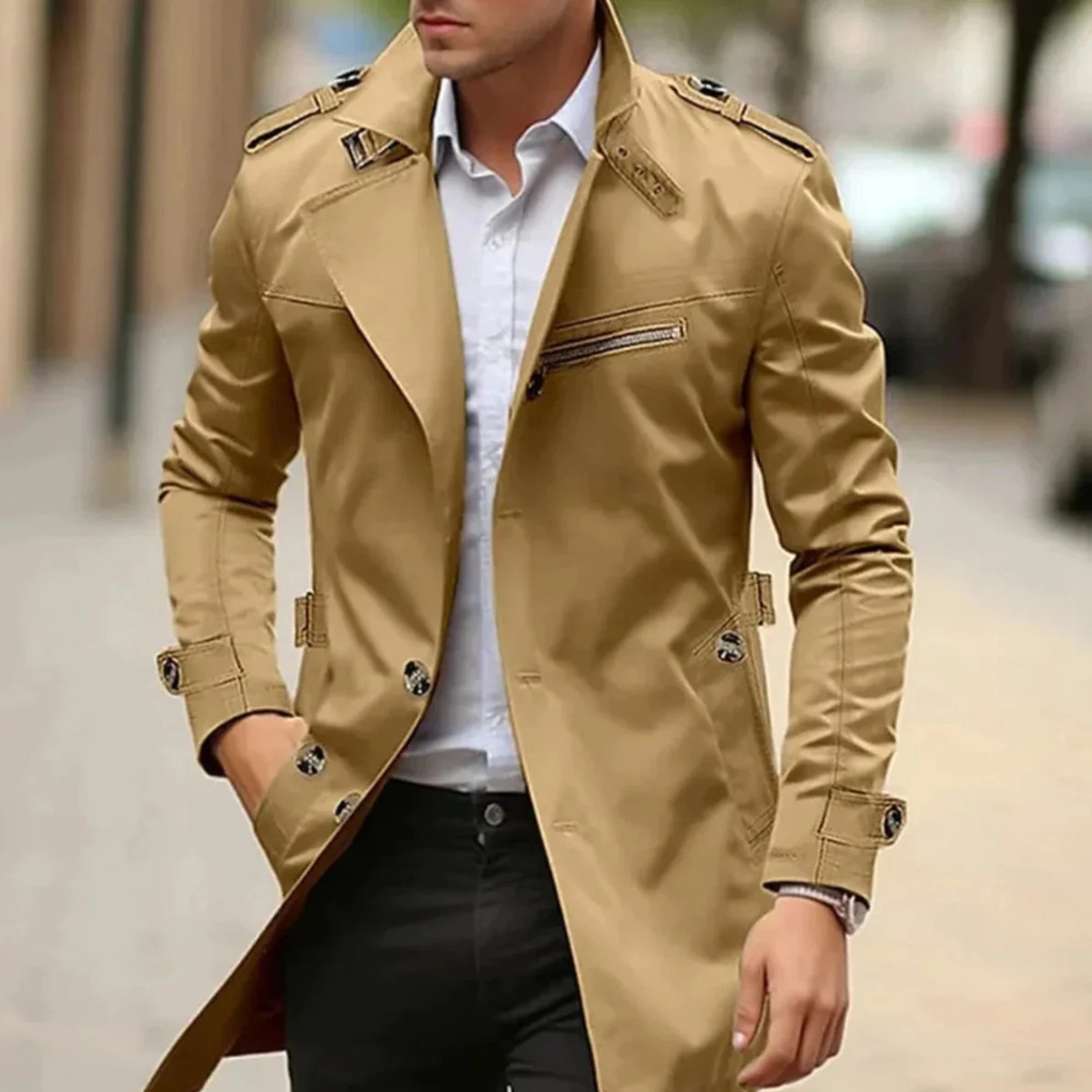 Decker | Herren Langer Elegante Trenchcoat