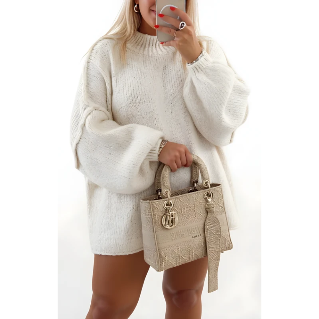 Delia | Damen Strickpullover für Große Größen im Oversize Stil mit weichem Strick