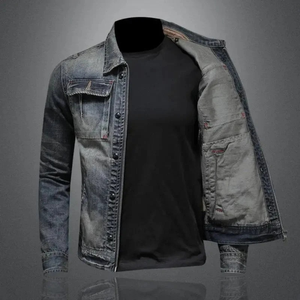 Detlef | Herren Blaue Denim Jeansjacke Retro