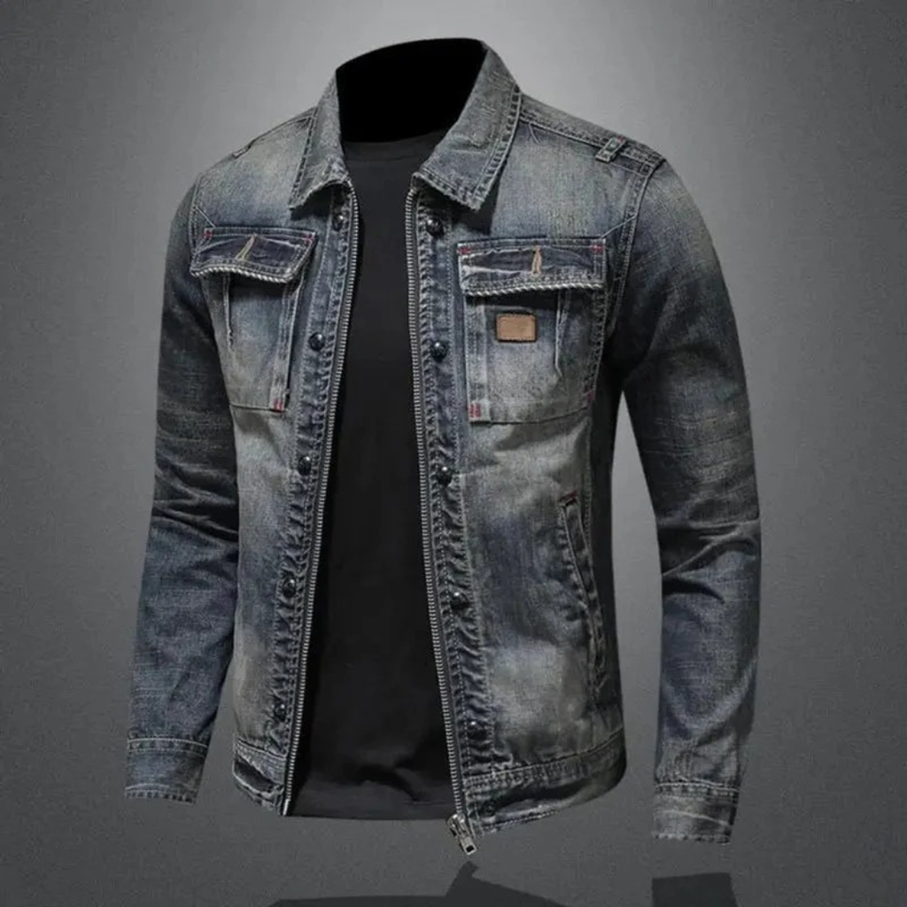 Detlef | Herren Blaue Denim Jeansjacke Retro
