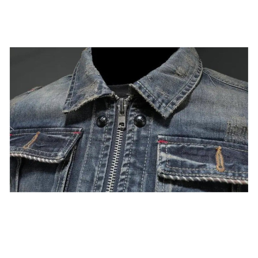 Detlef | Herren Blaue Denim Jeansjacke Retro