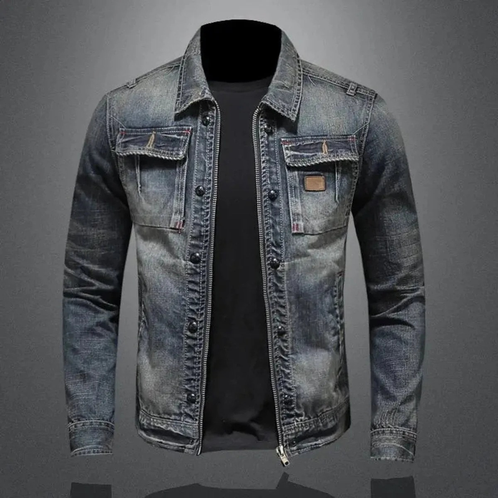 Detlef | Herren Blaue Denim Jeansjacke Retro