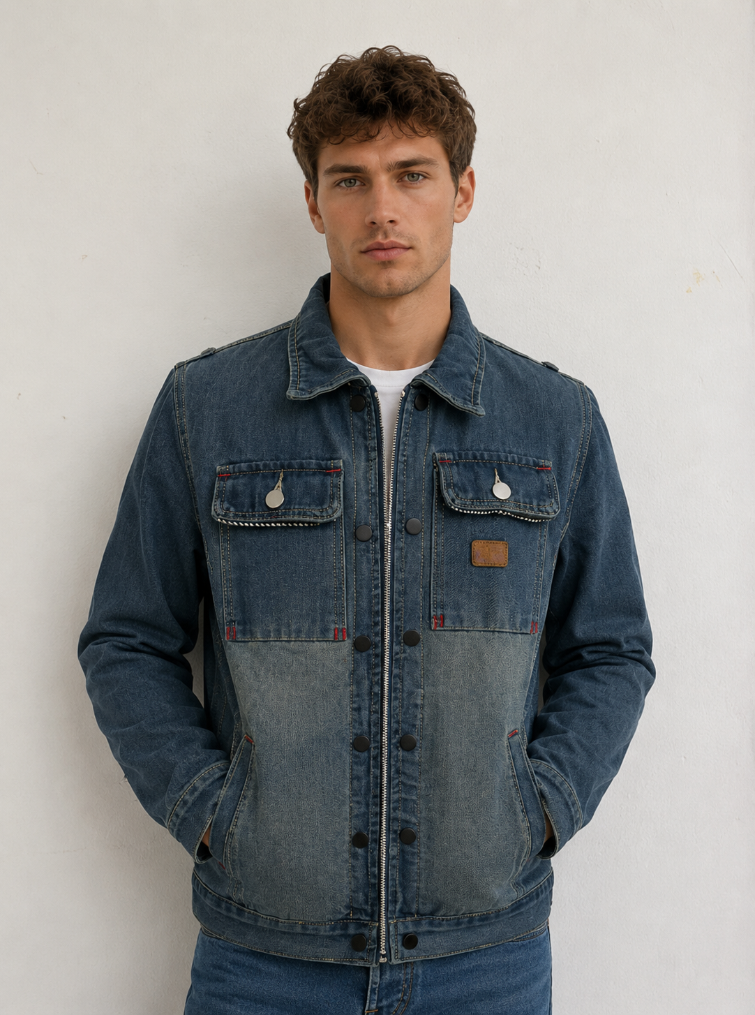 Detlef | Herren Blaue Denim Jeansjacke Retro