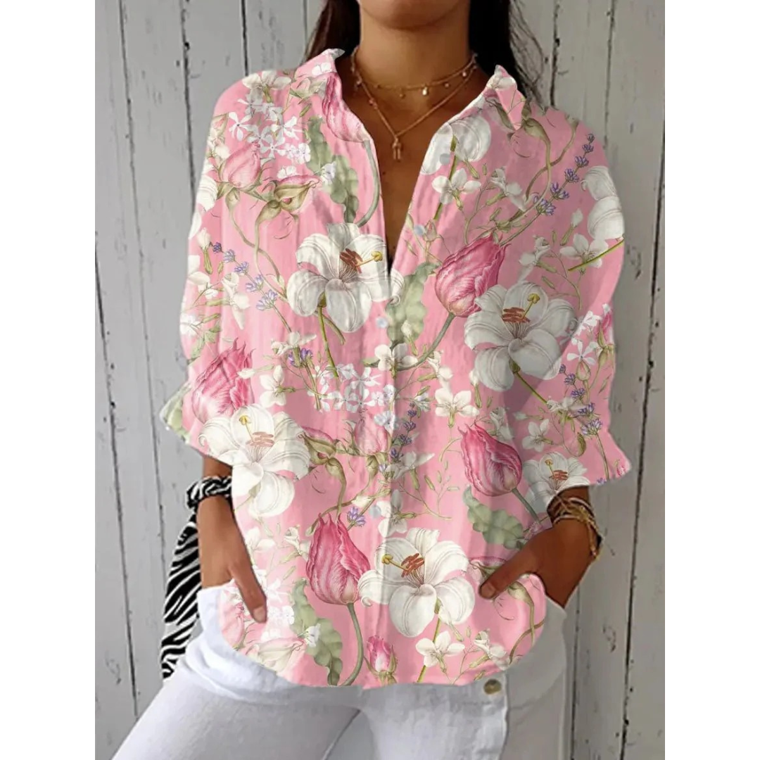 Diana | Damen Elegante Freizeitbluse Mit Blumenprint