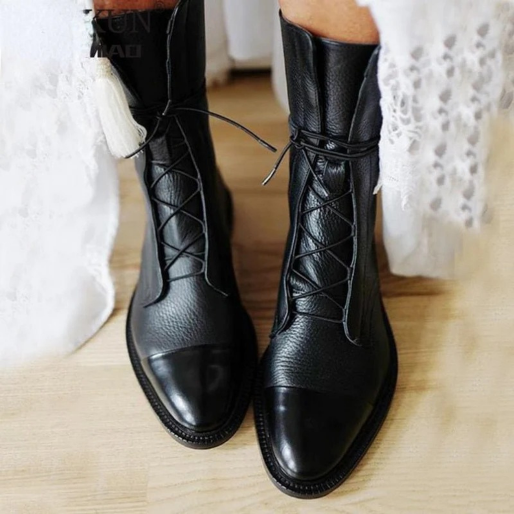 Diana | Damen Schwarze Orthopädische Stiefel Mit Leder Design Und Komfortabler Sohle