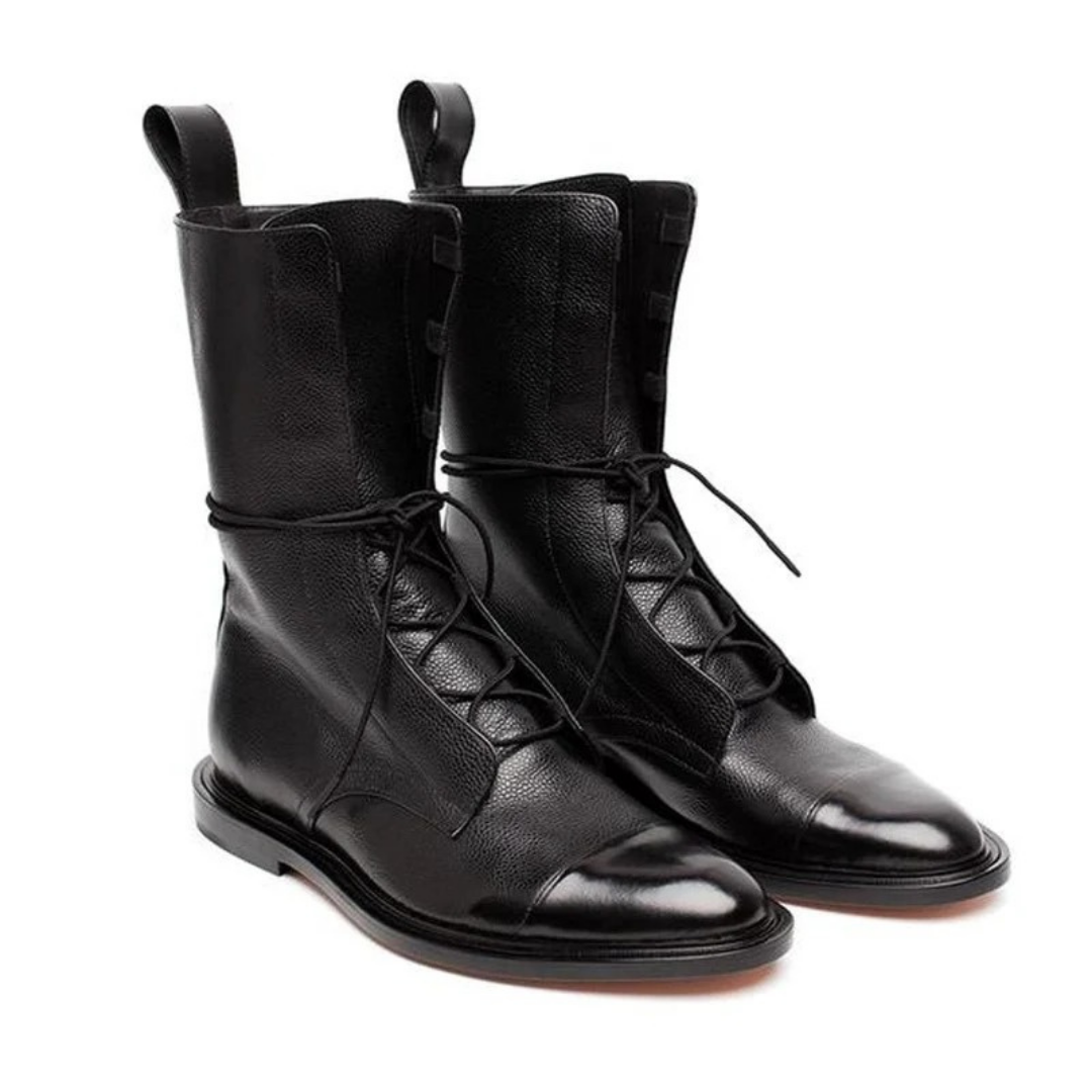 Diana | Damen Schwarze Orthopädische Stiefel Mit Leder Design Und Komfortabler Sohle