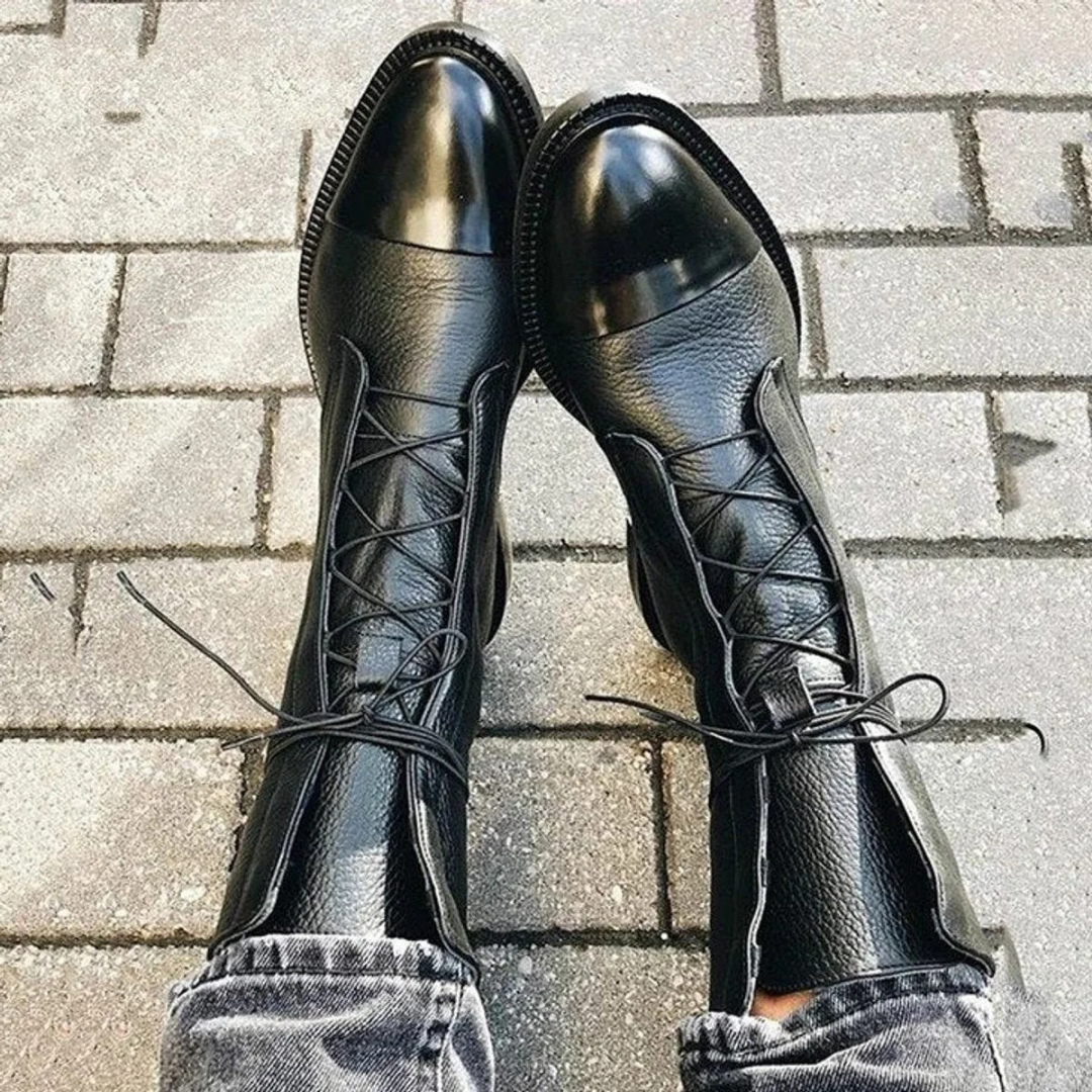 Diana | Damen Schwarze Orthopädische Stiefel Mit Leder Design Und Komfortabler Sohle