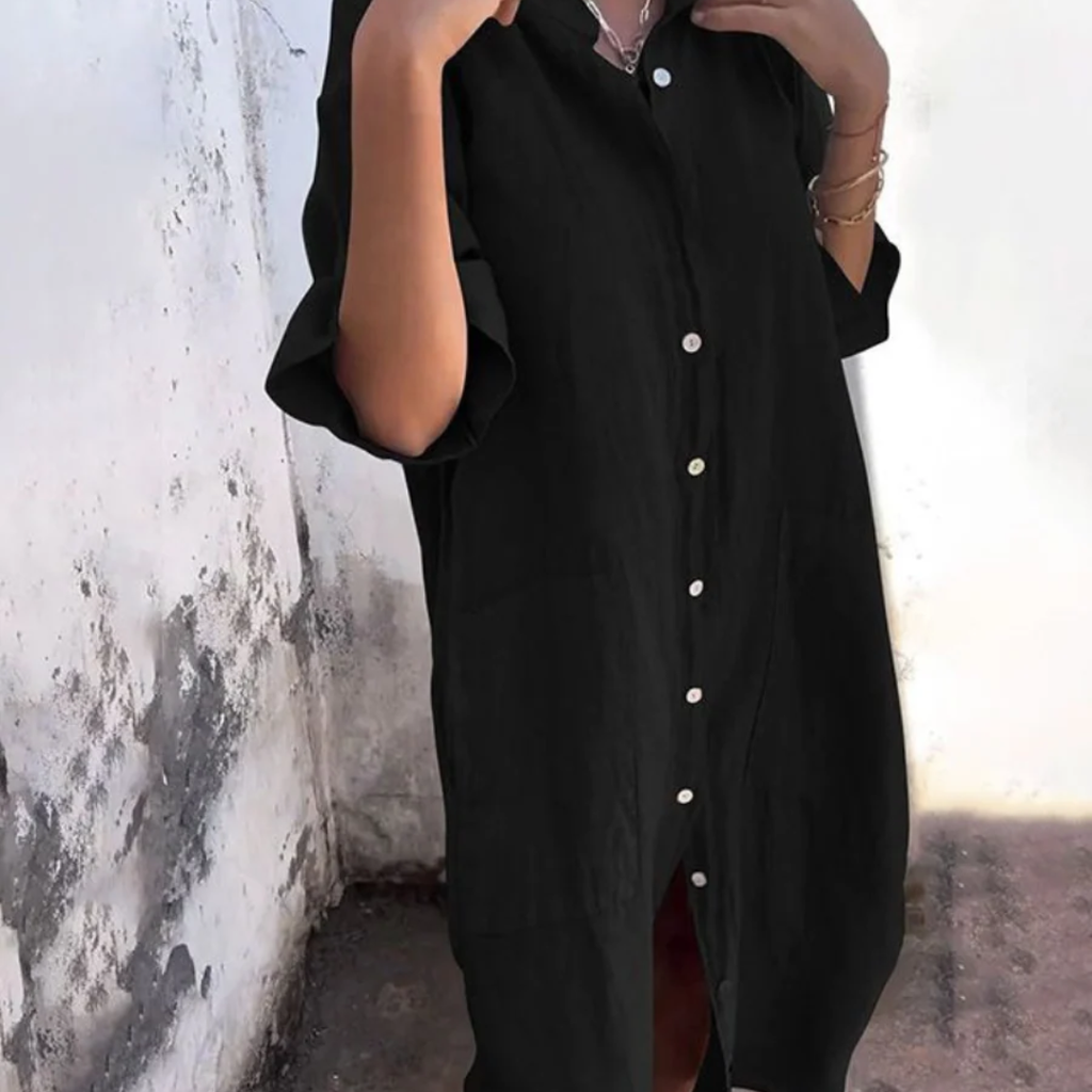 Dilan | Damen Sommerkleid Maxi Lang Boho Mit Knöpfen