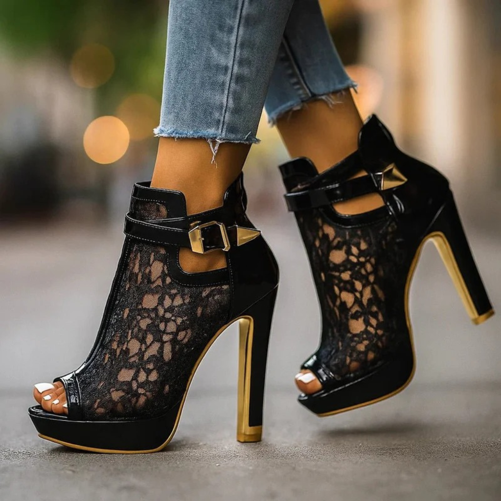 Dora | Damen Stilvolle Peeptoe High Heels