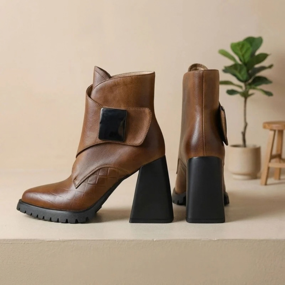 Doris | Damen Orthopädische Stiefeletten mit Schnalle und Absatz