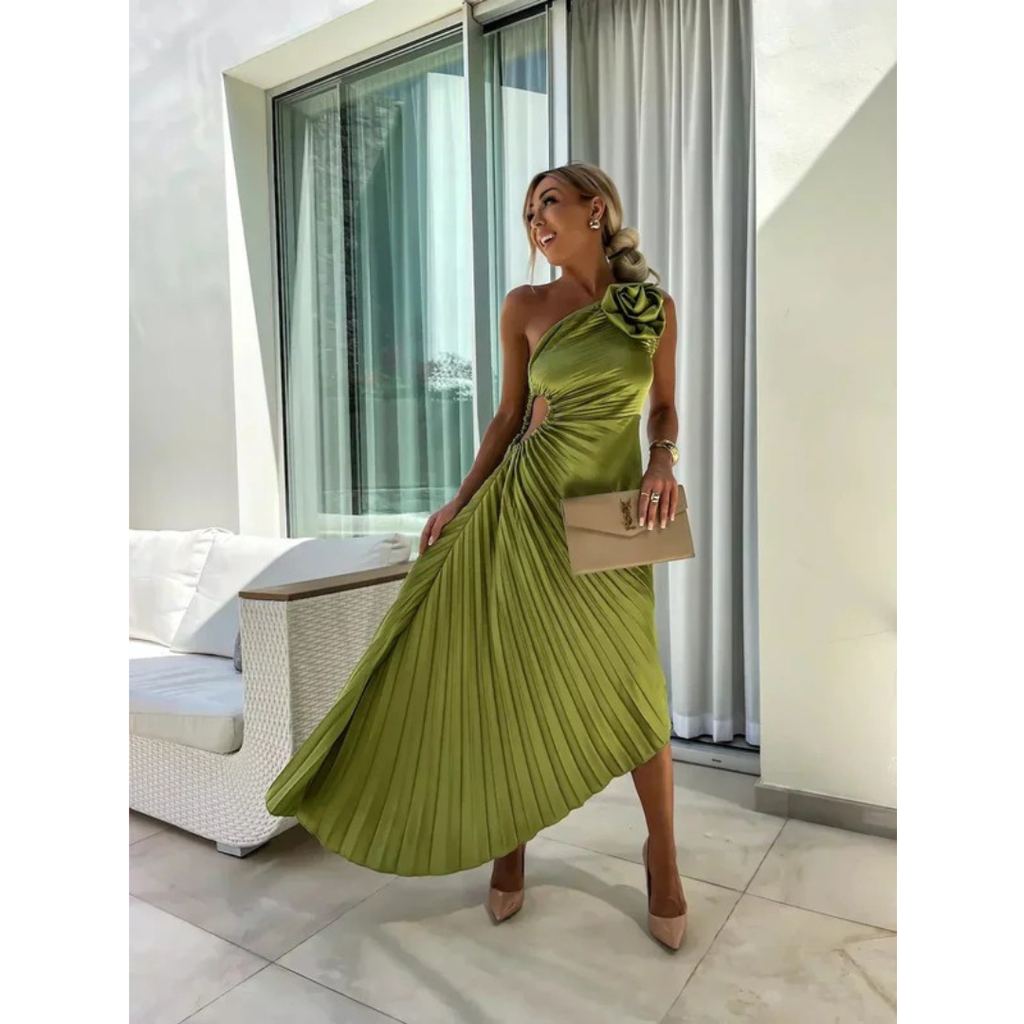 Dorothea | Damen Elegante One Shoulder Maxikleid