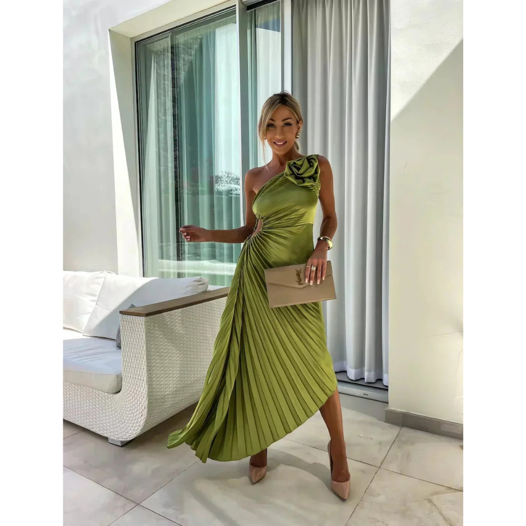 Dorothea | Damen Elegante One Shoulder Maxikleid