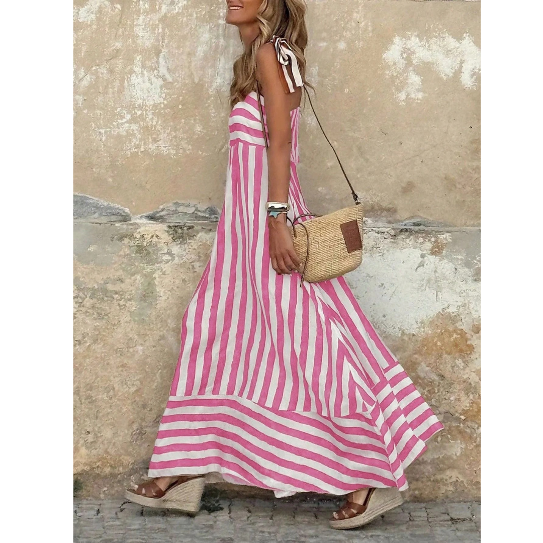 Dorothea | Damen Leichtes Gestreiftes Maxikleid