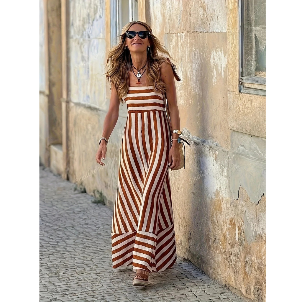 Dorothea | Damen Leichtes Gestreiftes Maxikleid