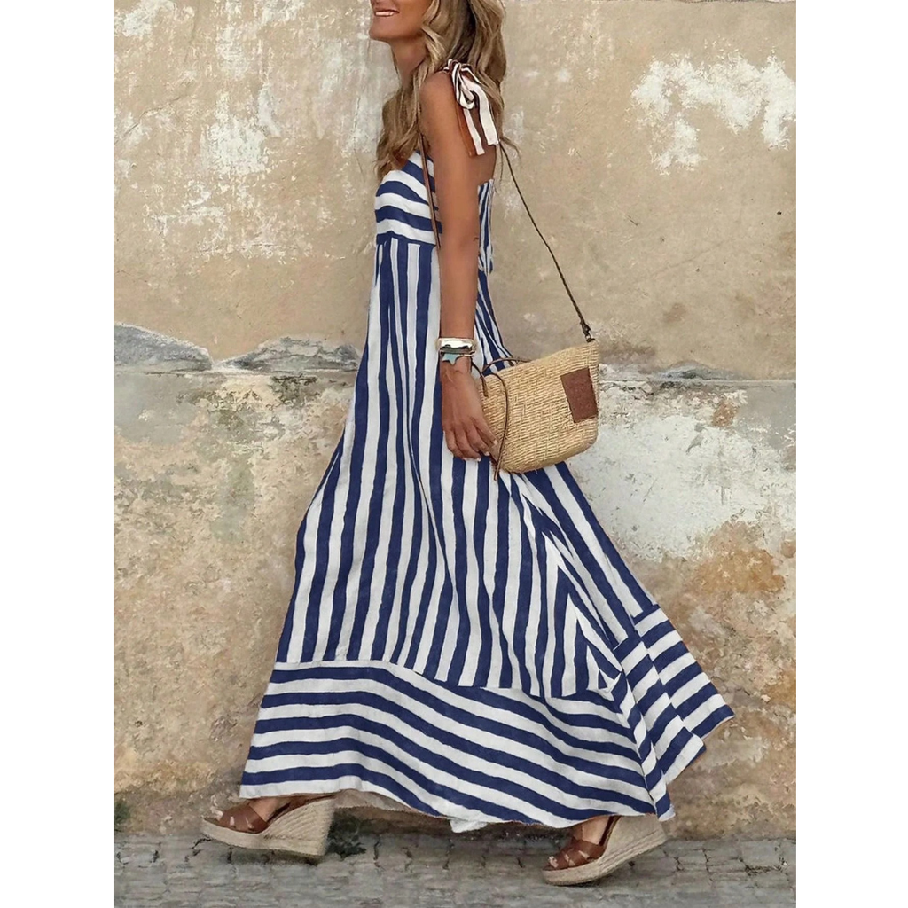 Dorothea | Damen Leichtes Gestreiftes Maxikleid