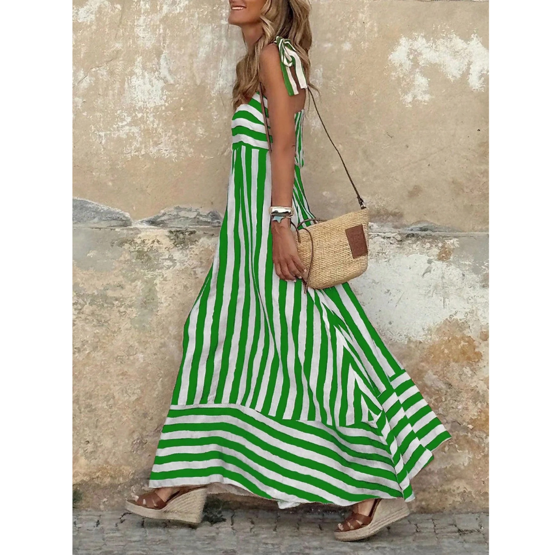 Dorothea | Damen Leichtes Gestreiftes Maxikleid