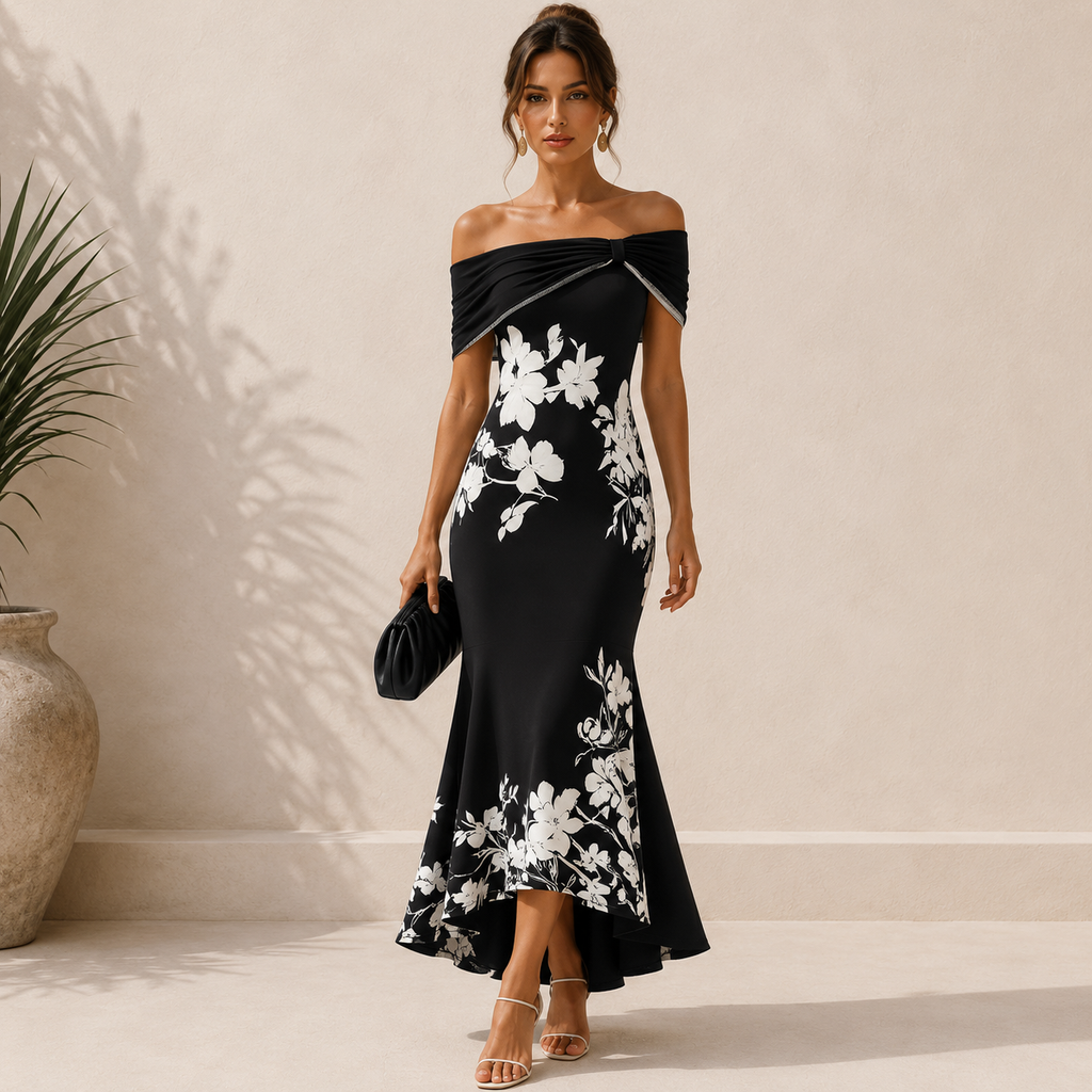 Dorothea | Damen Sommerkleid Midi Boho Elegant Floral