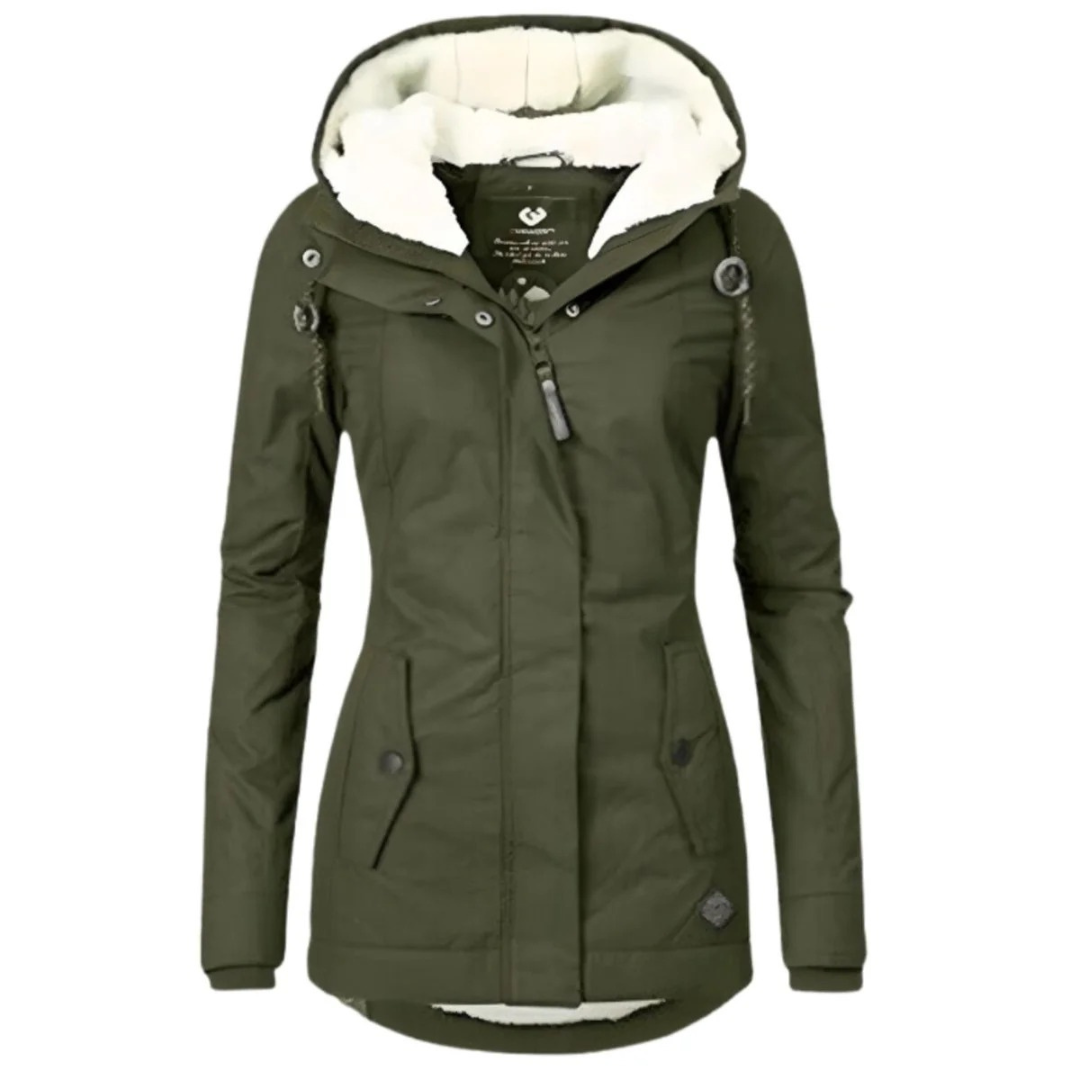 Dorothea | Damen Winterjacke Parka mit Sherpa Kapuze
