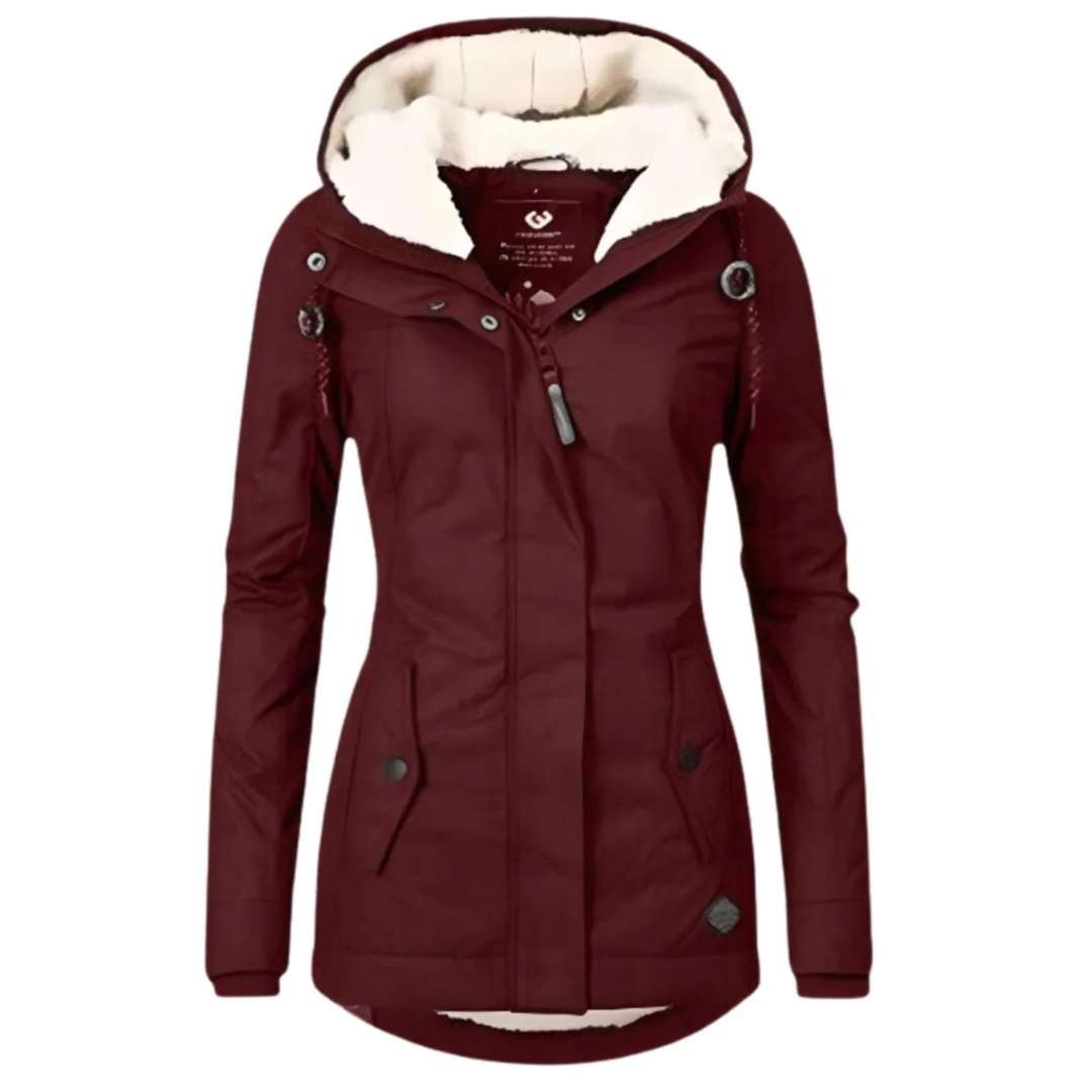 Dorothea | Damen Winterjacke Parka mit Sherpa Kapuze