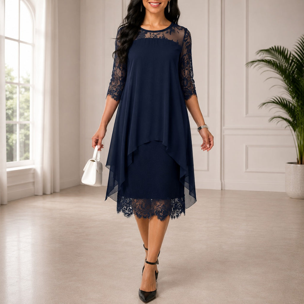 Dorothee | Stilvolles Midi-Abendkleid aus Chiffon in Großen Größen