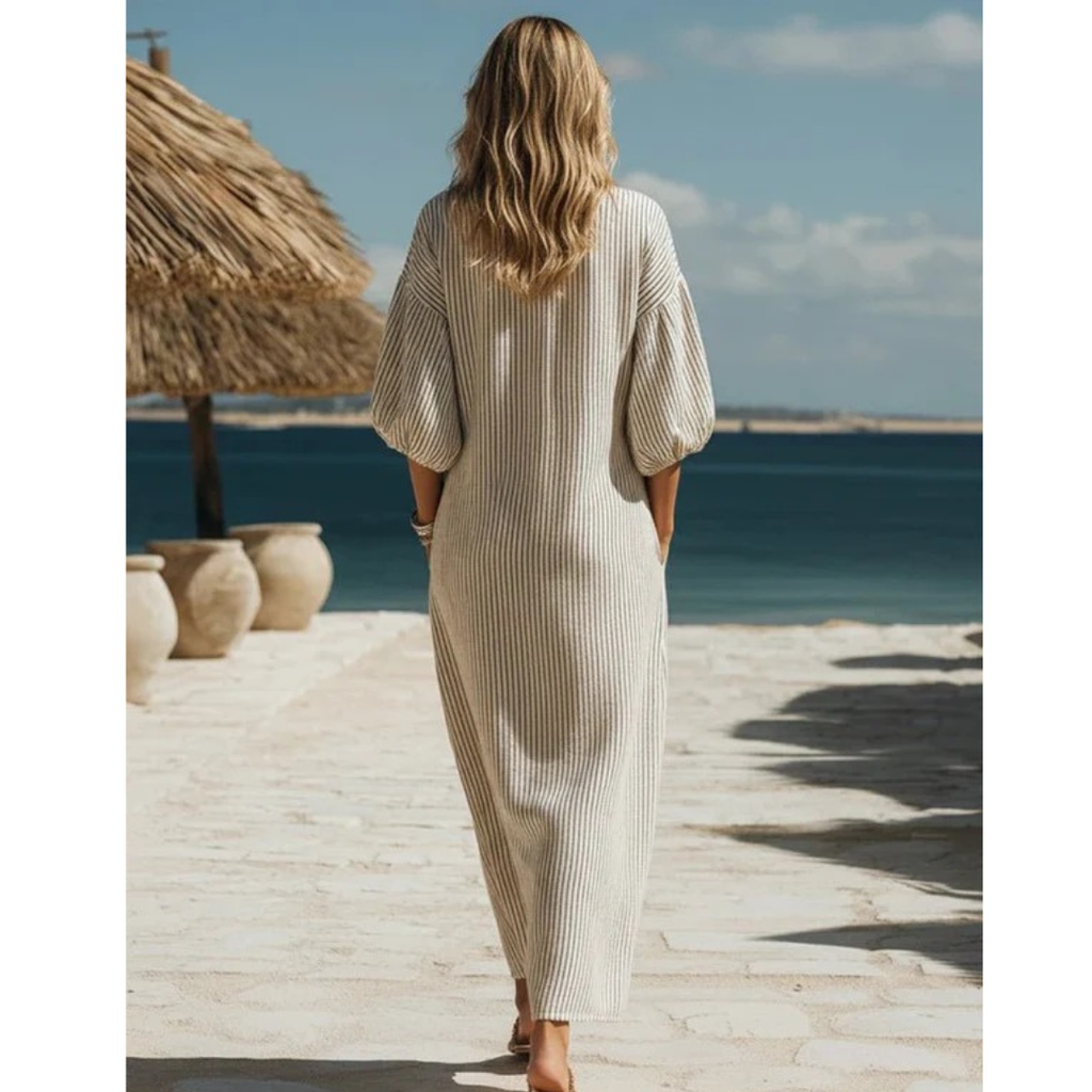 Edda | Damen Sommer Gestreiftes Maxikleid