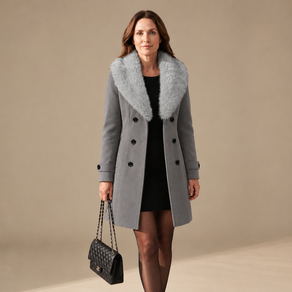 Edda | Damen Winterjacke mit Kunstfell und Knöpfen