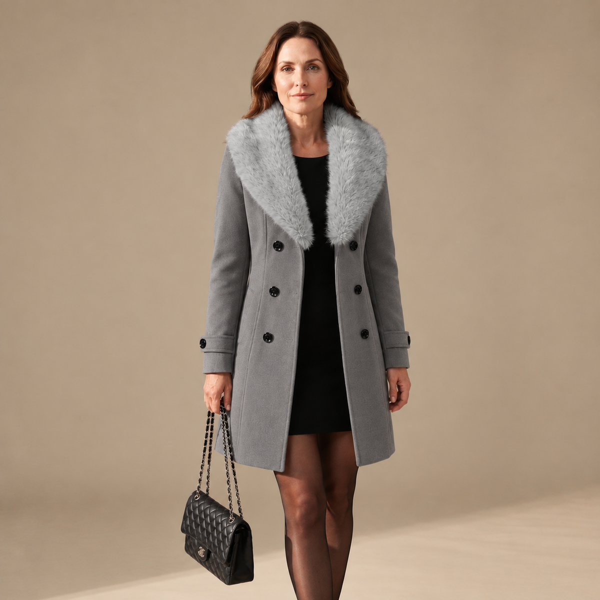 Edda | Damen Winterjacke mit Kunstfell und Knöpfen