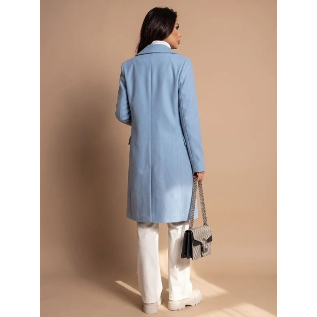 Edda | Damen Wollmantel mit langem Design, Knöpfen und Revers