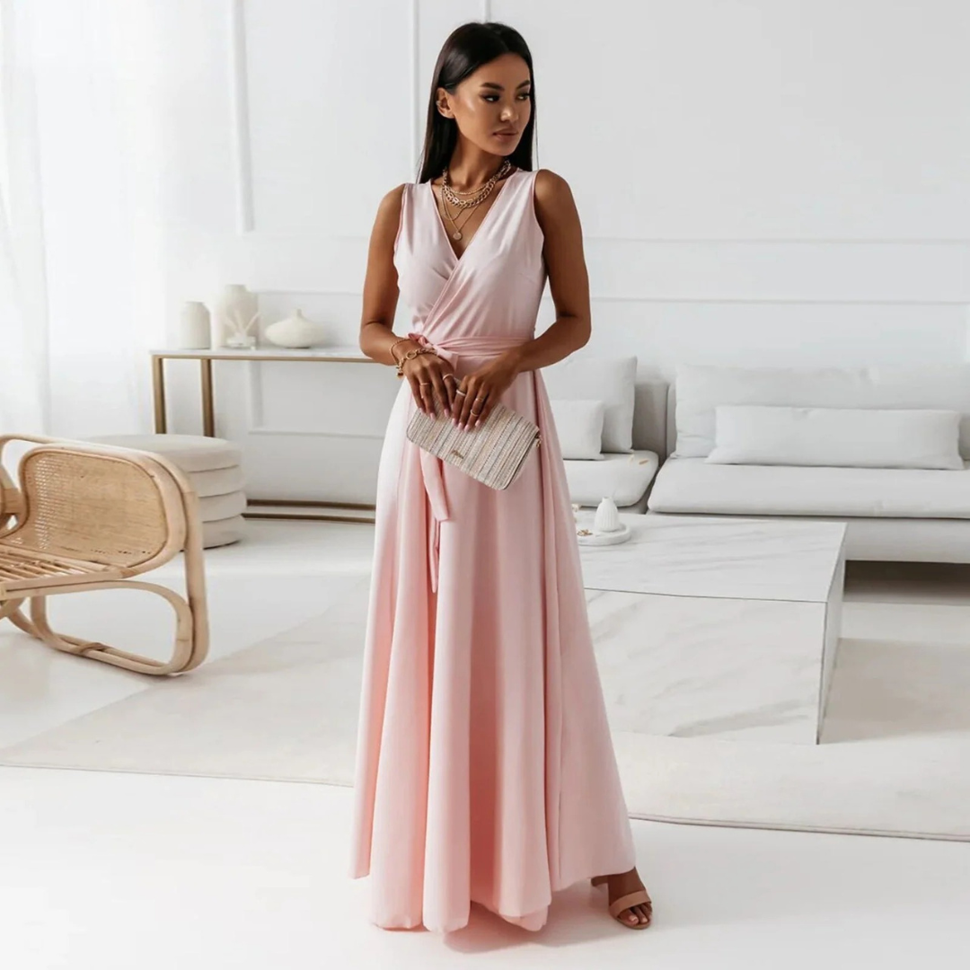Edeltraud | Damen Abendkleid mit V-Ausschnitt und Wickel
