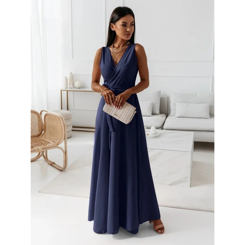 Edeltraud | Damen Abendkleid mit V-Ausschnitt und Wickel