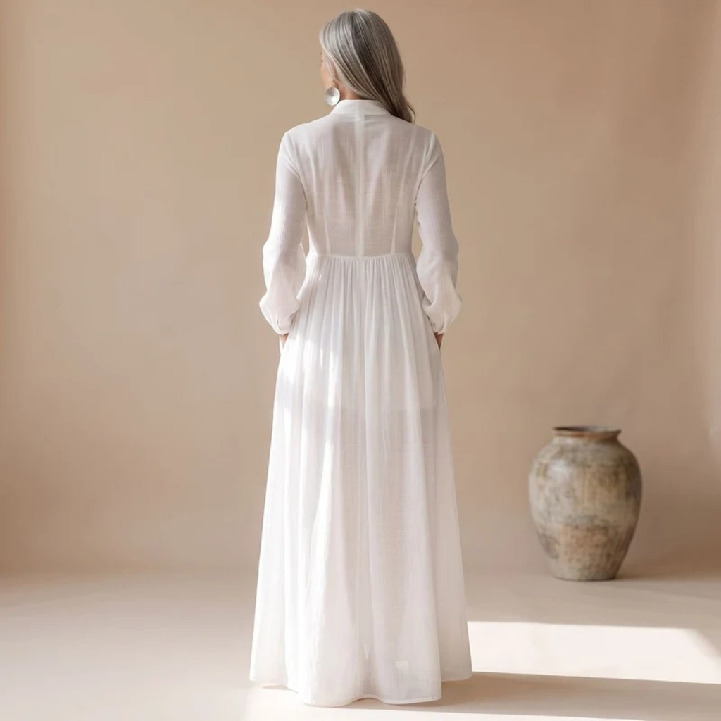 Edith | Damen Abendkleid mit Taschen und Maxi Schnitt