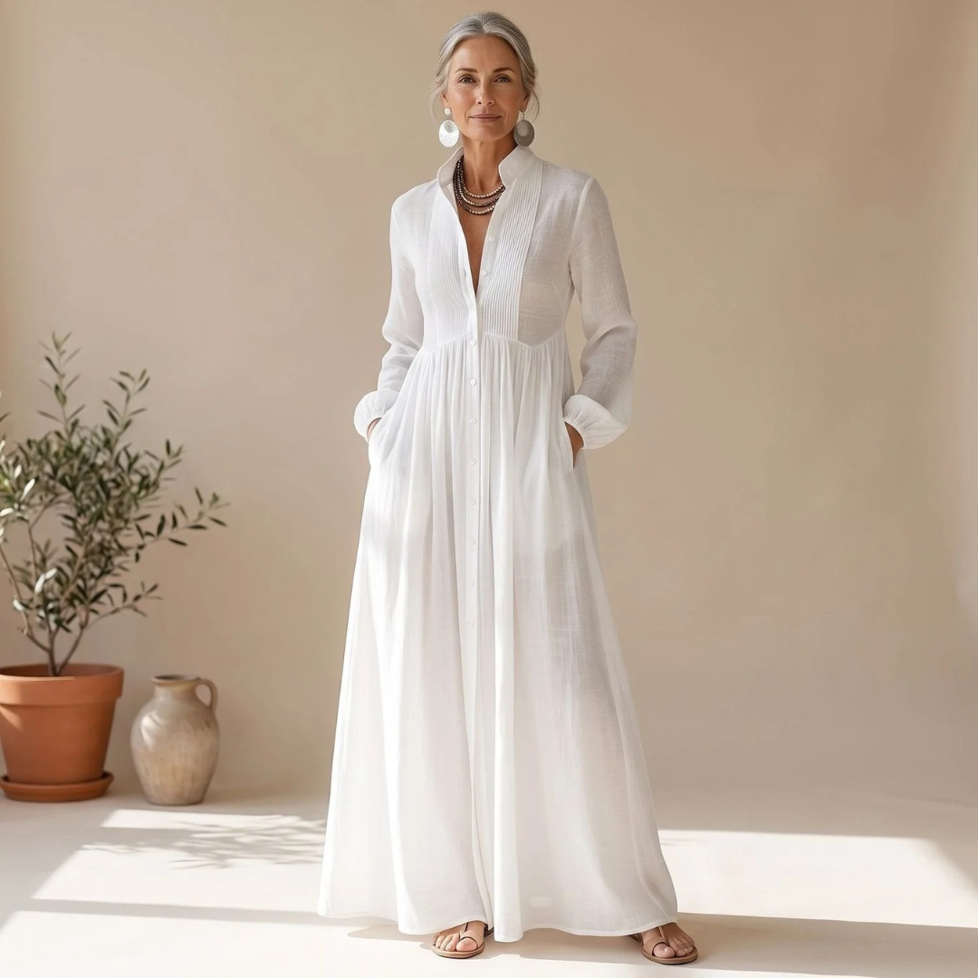 Edith | Damen Abendkleid mit Taschen und Maxi Schnitt