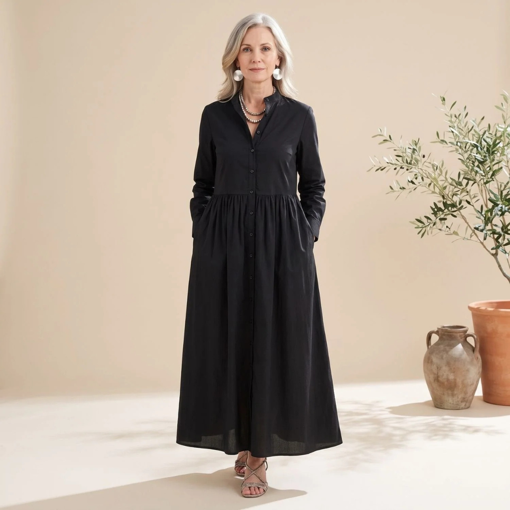 Edith | Damen Abendkleid mit Taschen und Maxi Schnitt