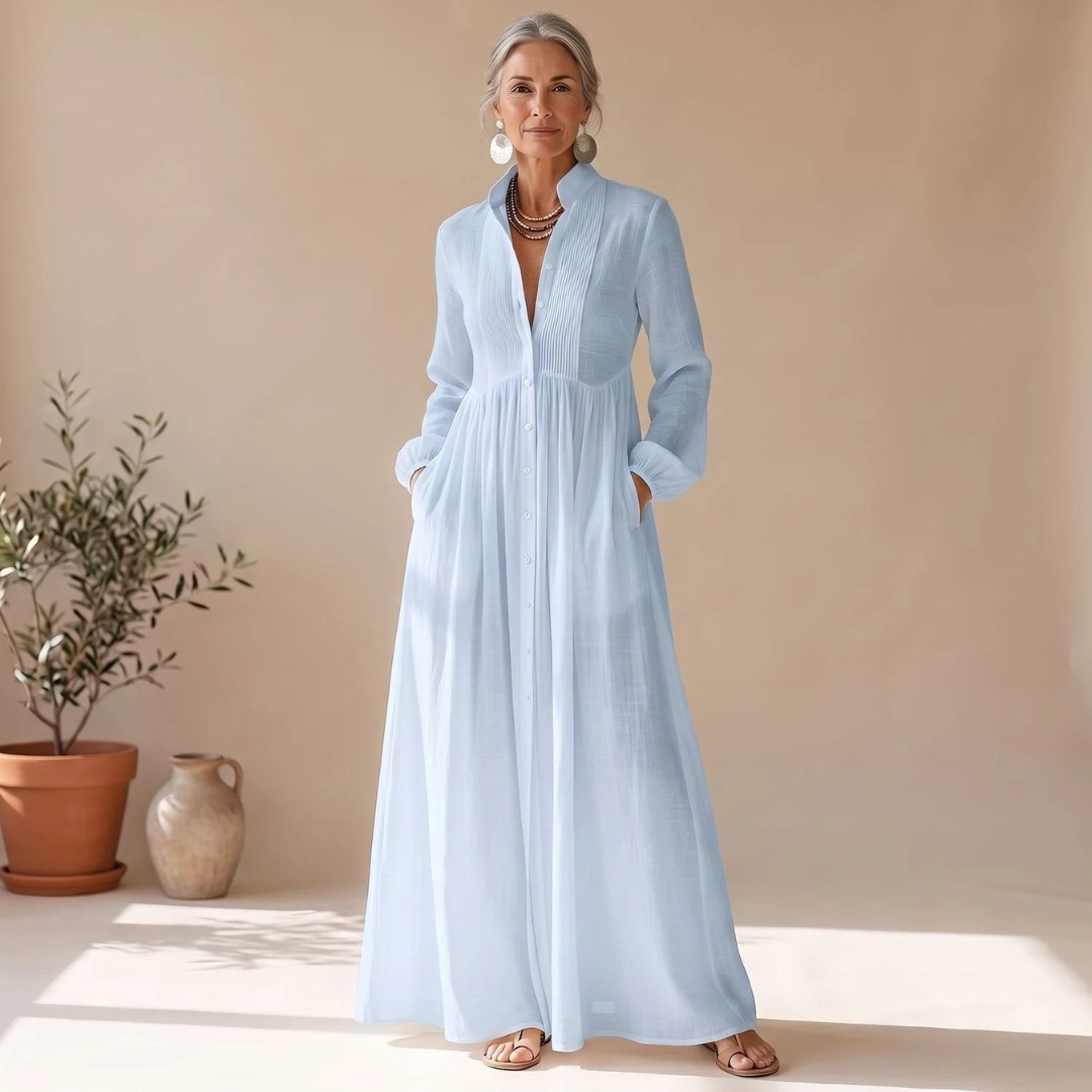 Edith | Damen Abendkleid mit Taschen und Maxi Schnitt