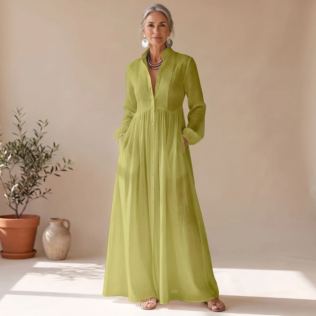 Edith | Damen Abendkleid mit Taschen und Maxi Schnitt