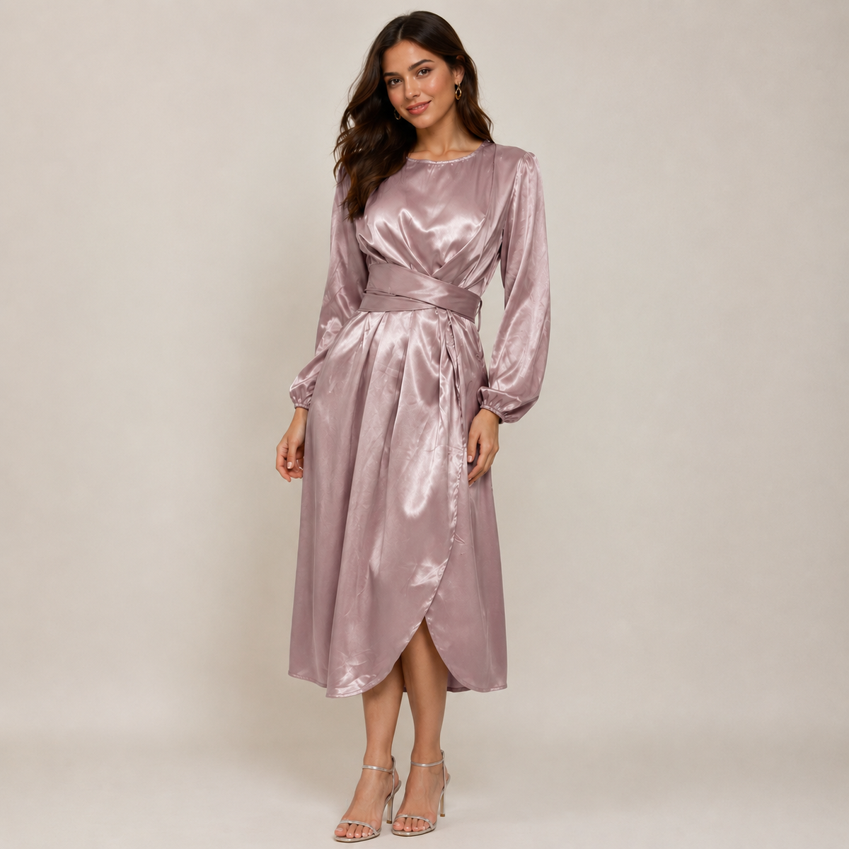 Elara | Damen Elegantes Maxi Abendkleid | Langarm